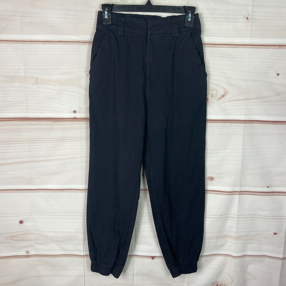 Brooklyn Karma Pants Womens Small Black Jogger Tapered High Rise Pockets Cotton